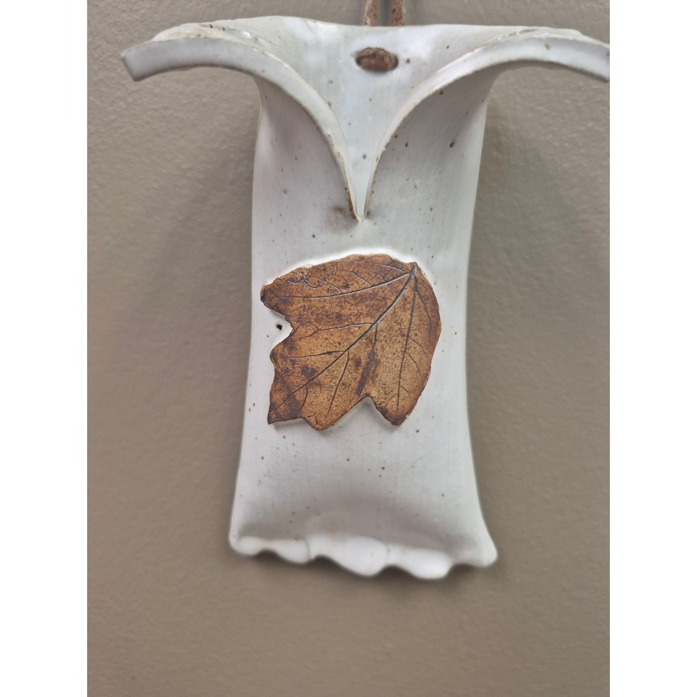 Signed Studio Pottery Wall Pocket Vase Leaf Handmade Ceramic Fall Decor 10" Gift